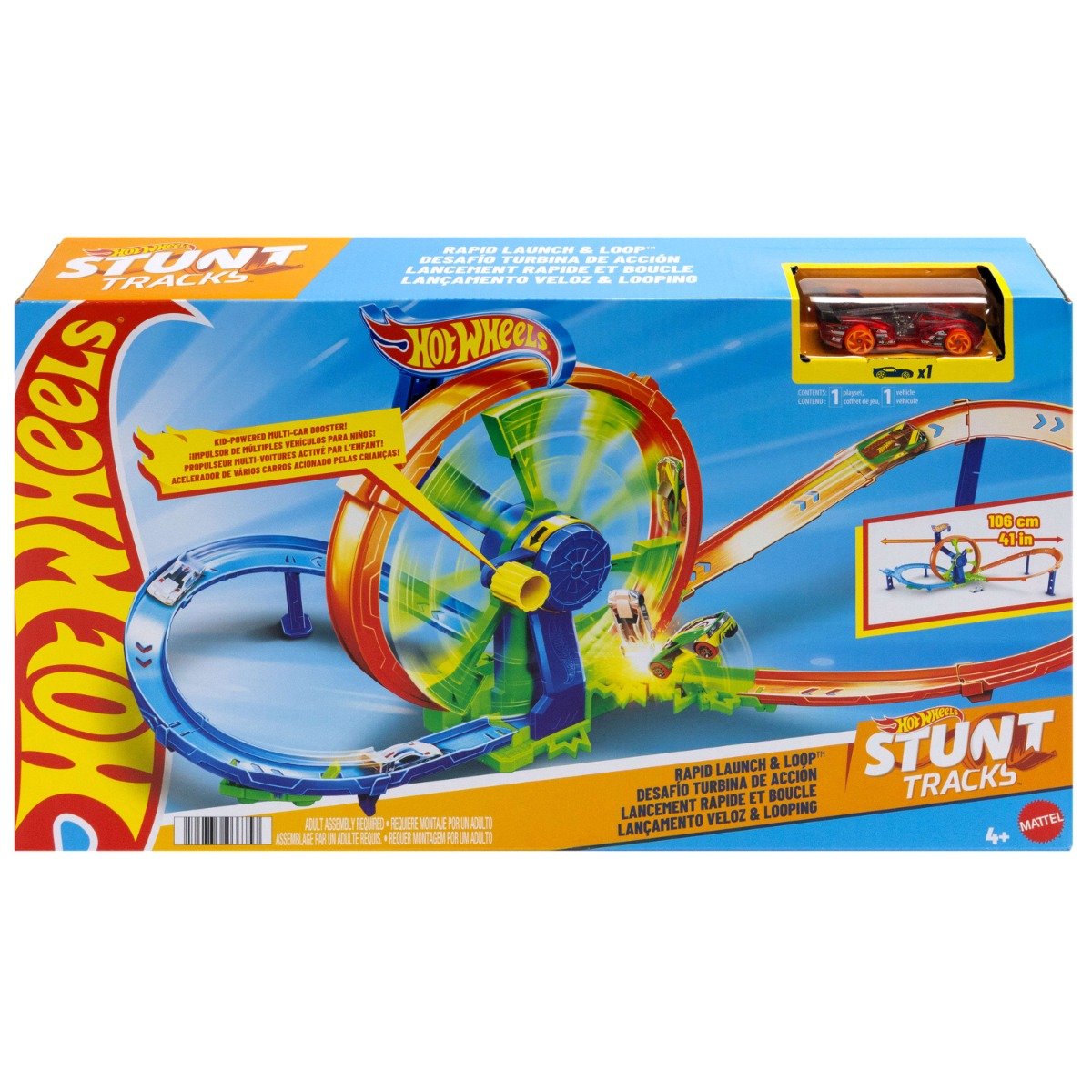 Set de joaca Hot Wheels, Rapid Launch and Loop, Stunt Tracks, JBX65