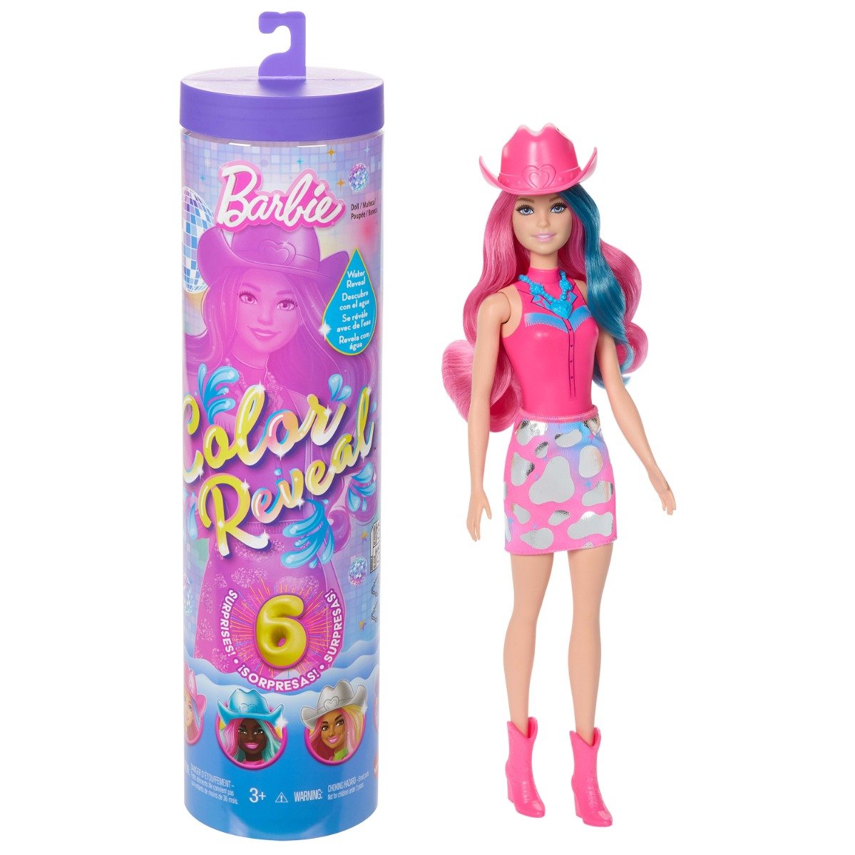 Papusa surpriza Barbie, Color Reveal, Disco Star, 6 surprize, JCP01