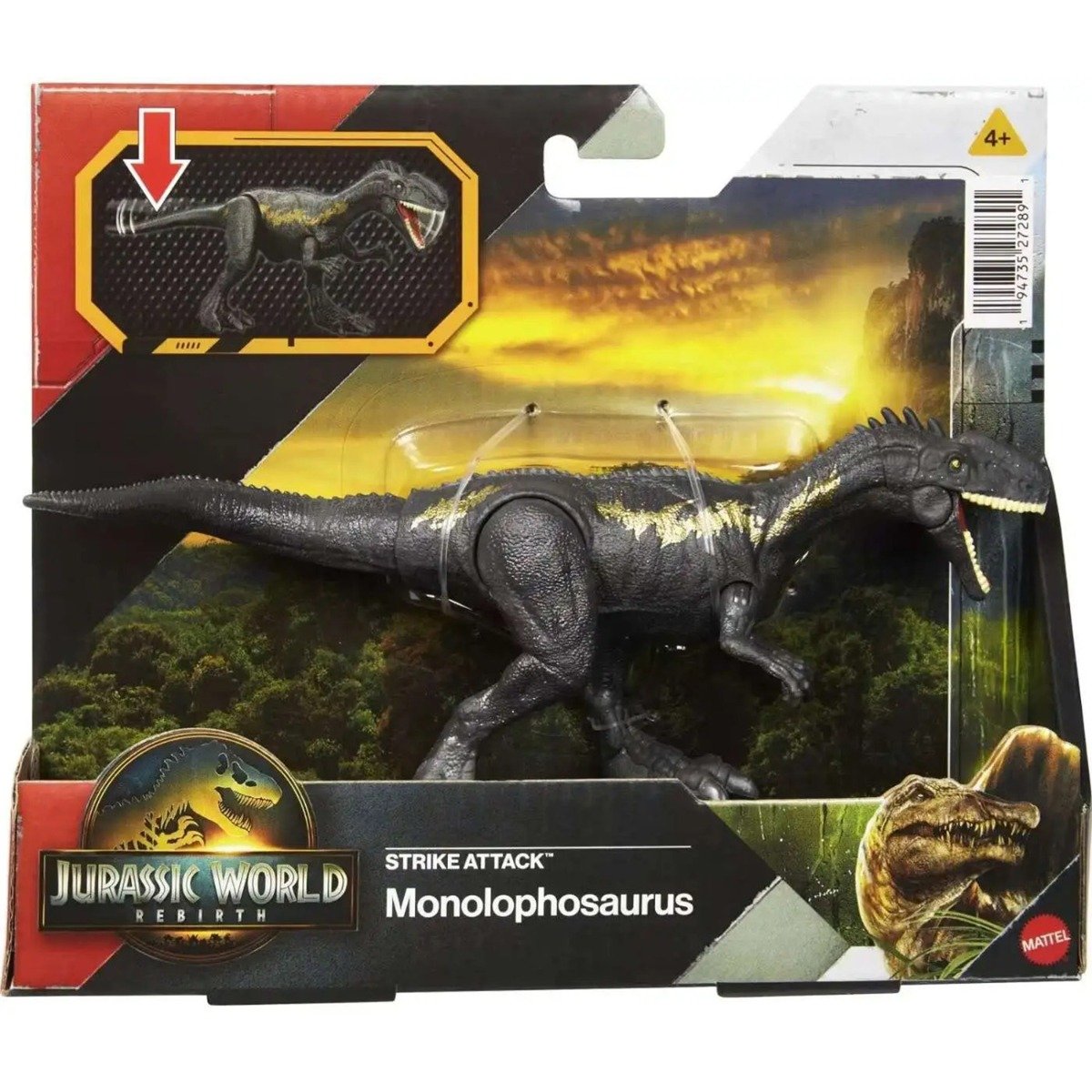 Figurina articulata, Jurassic World Rebirth, Strike Attack, Monolophosaurus, JCL60