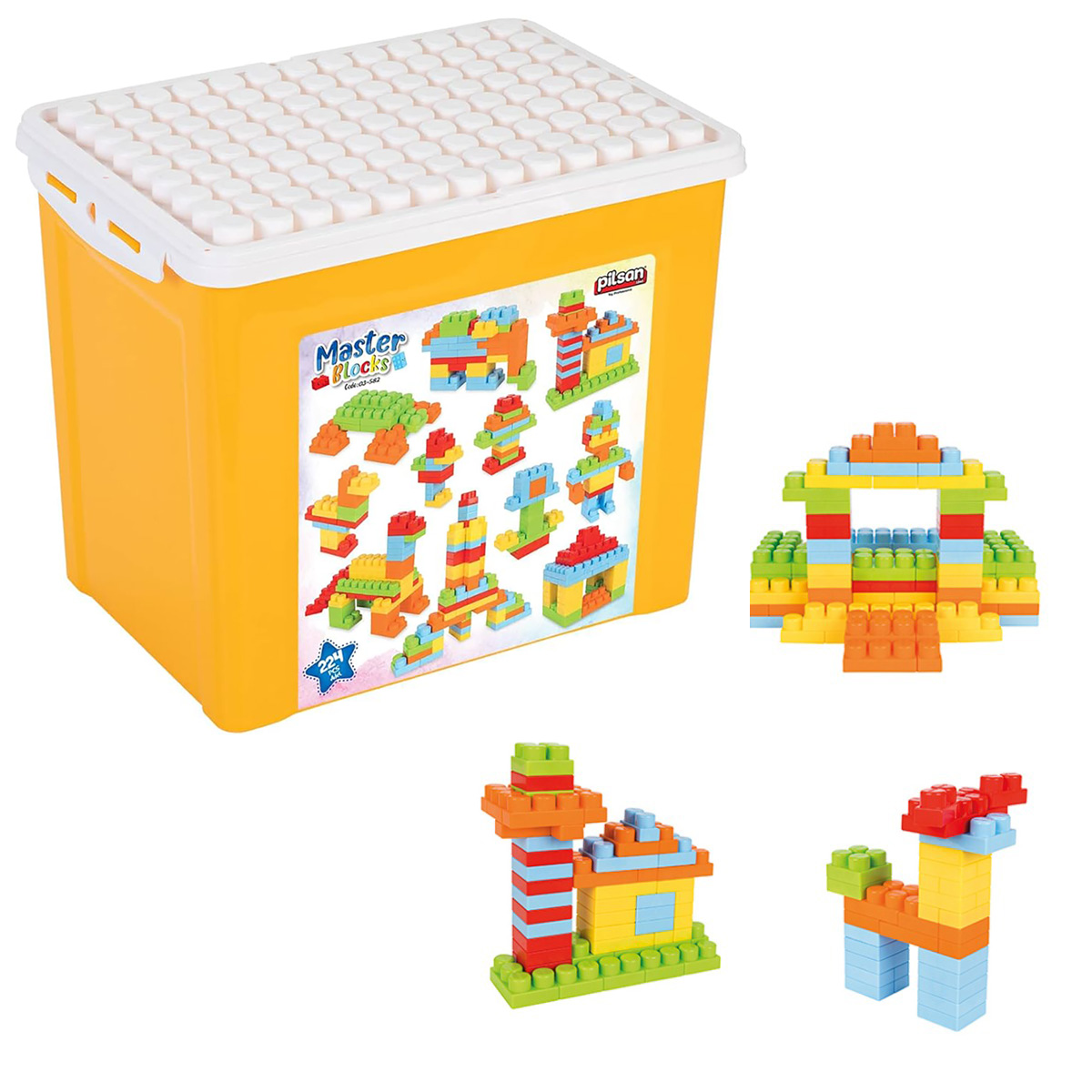 Set de joaca, cutie cu blocuri de construit, Pilsan, 224 piese