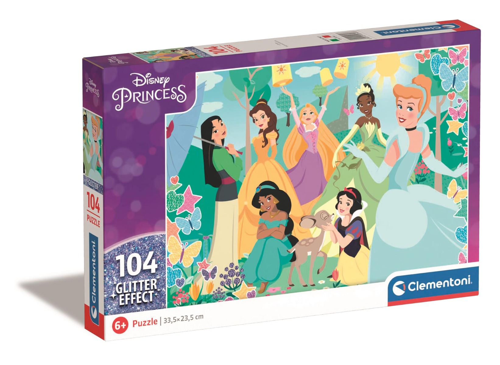 Poze Puzzle cu sclipici Clementoni Disney Princess, 104 piese