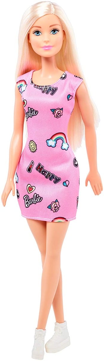 Papusa barbie clasic cu rochie roz, fjf13
