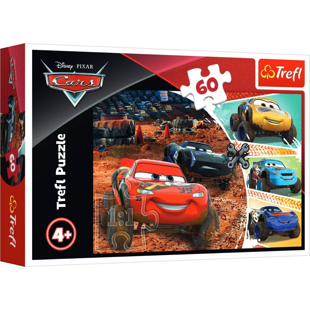 Puzzle Trefl 60 piese, Fulger McQueen si prietenii, Disney Cars 3 Cars