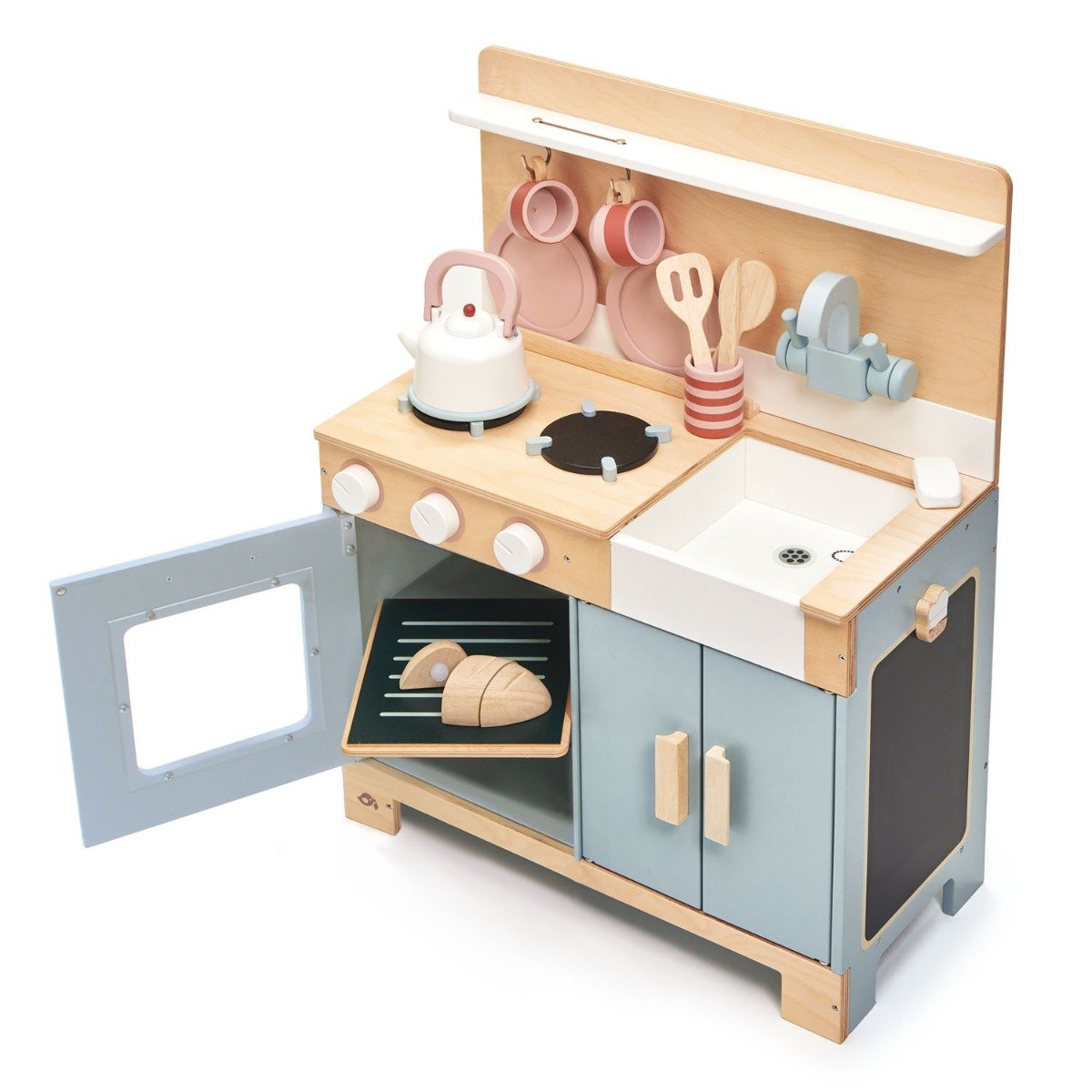 Set de joaca, Bucatarie din lemn, Mini Chef Home Kitchen, Tender Leaf Toys, 16 piese Bucatarie imagine 2022