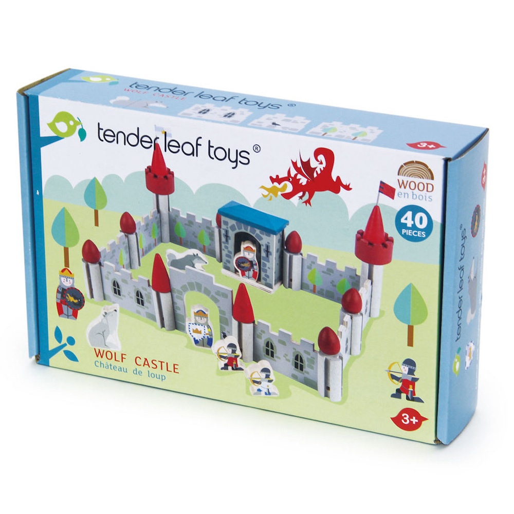 Castelul Lupilor Din Lemn Premium, Tender Leaf Toys, 40 Piese
