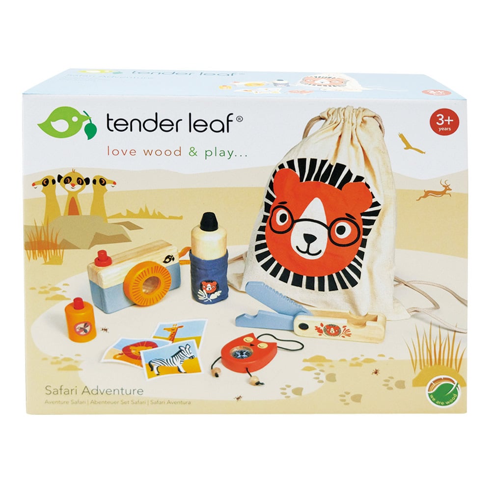 Kitul exploratorului safari din lemn premium, Tender Leaf Toys, 10 piese din imagine 2022
