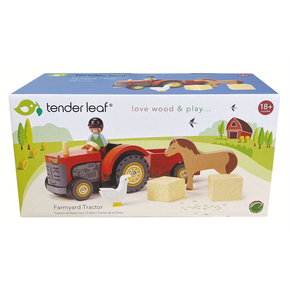 Tractorul Cu Remorca Din Lemn Premium, Tender Leaf Toys, 7 Piese