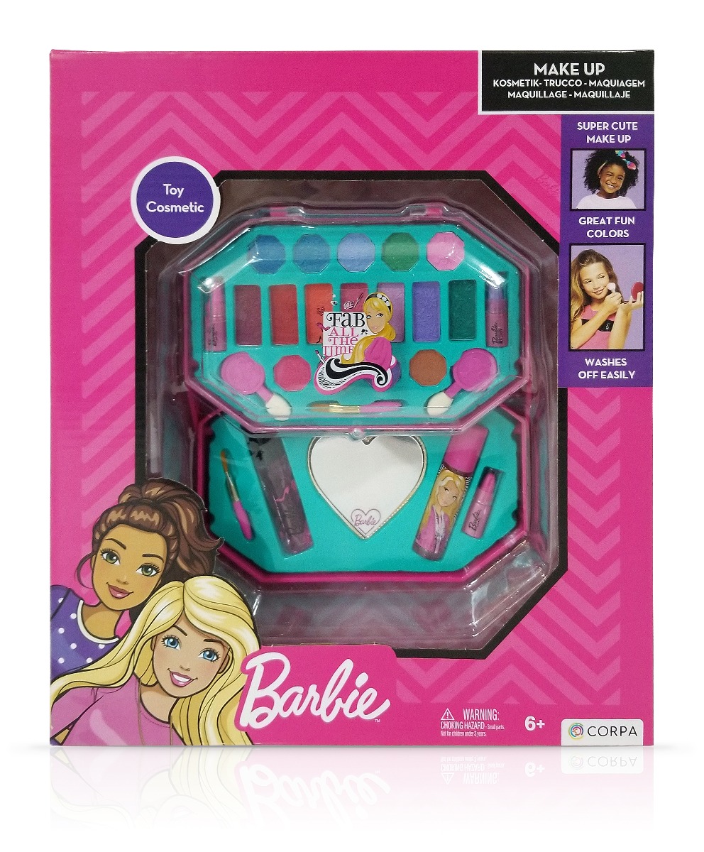 Trusa de Make-up octogonala, cu 2 niveluri, Barbie Barbie imagine 2022 protejamcopilaria.ro