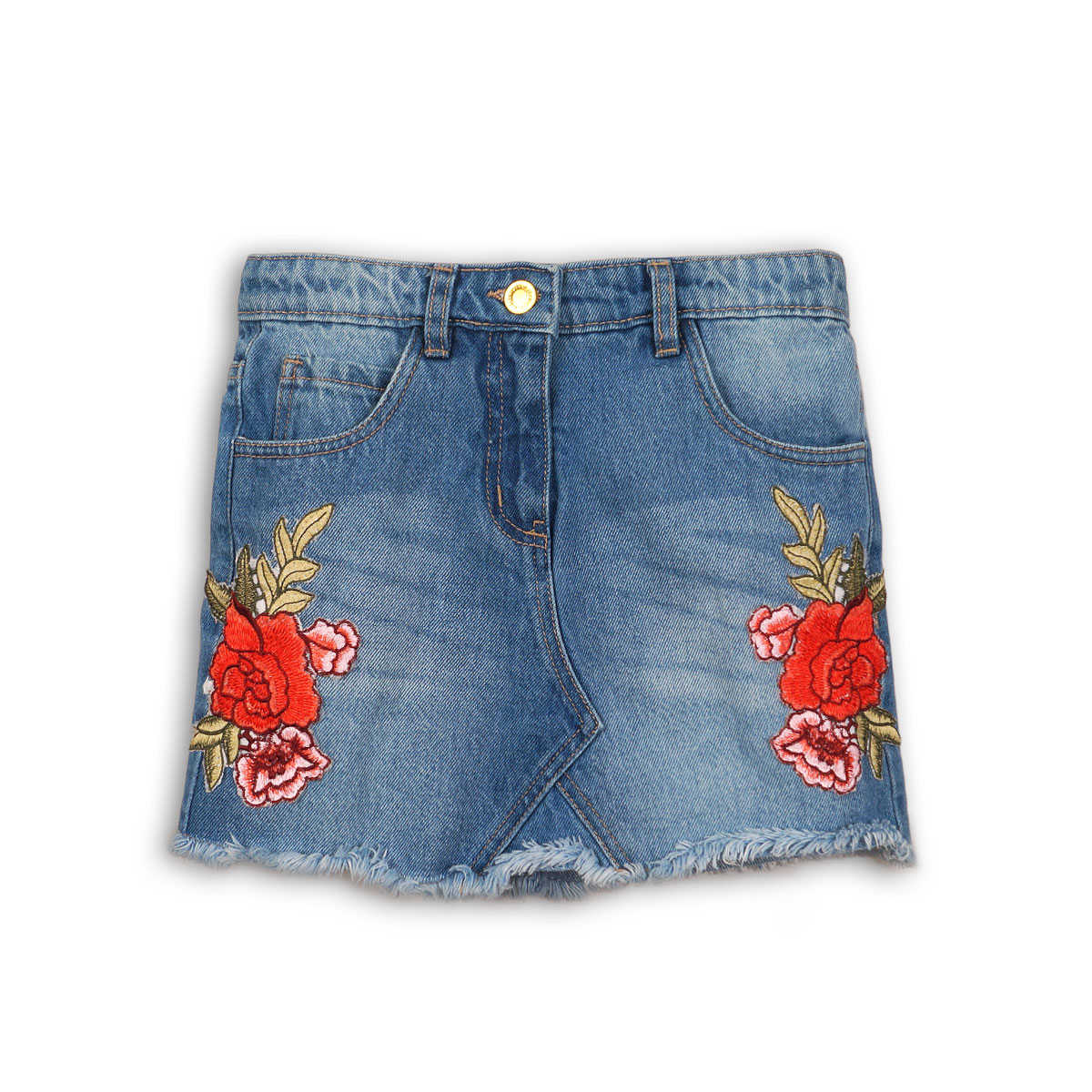 fusta denim cu broderie minoti utility