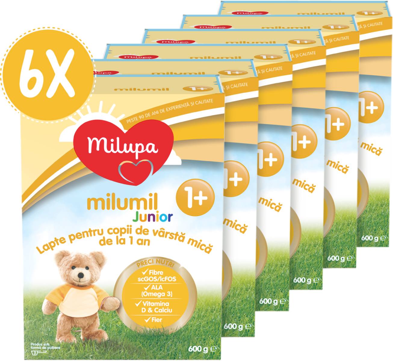 Lapte praf Milupa Milumil Junior 1+, 6 pachete x 600 g