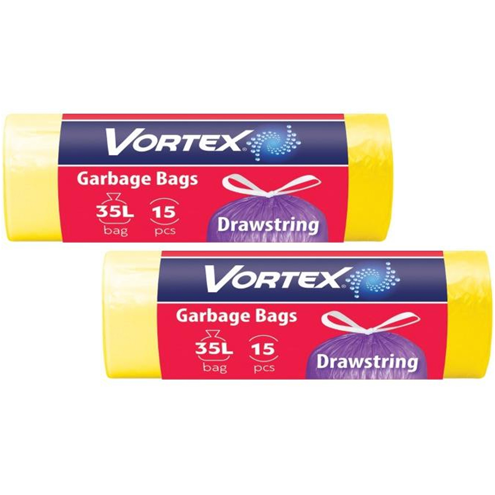 Set 2 pachete saci de gunoi cu manere vortex (35 l/15 buc)