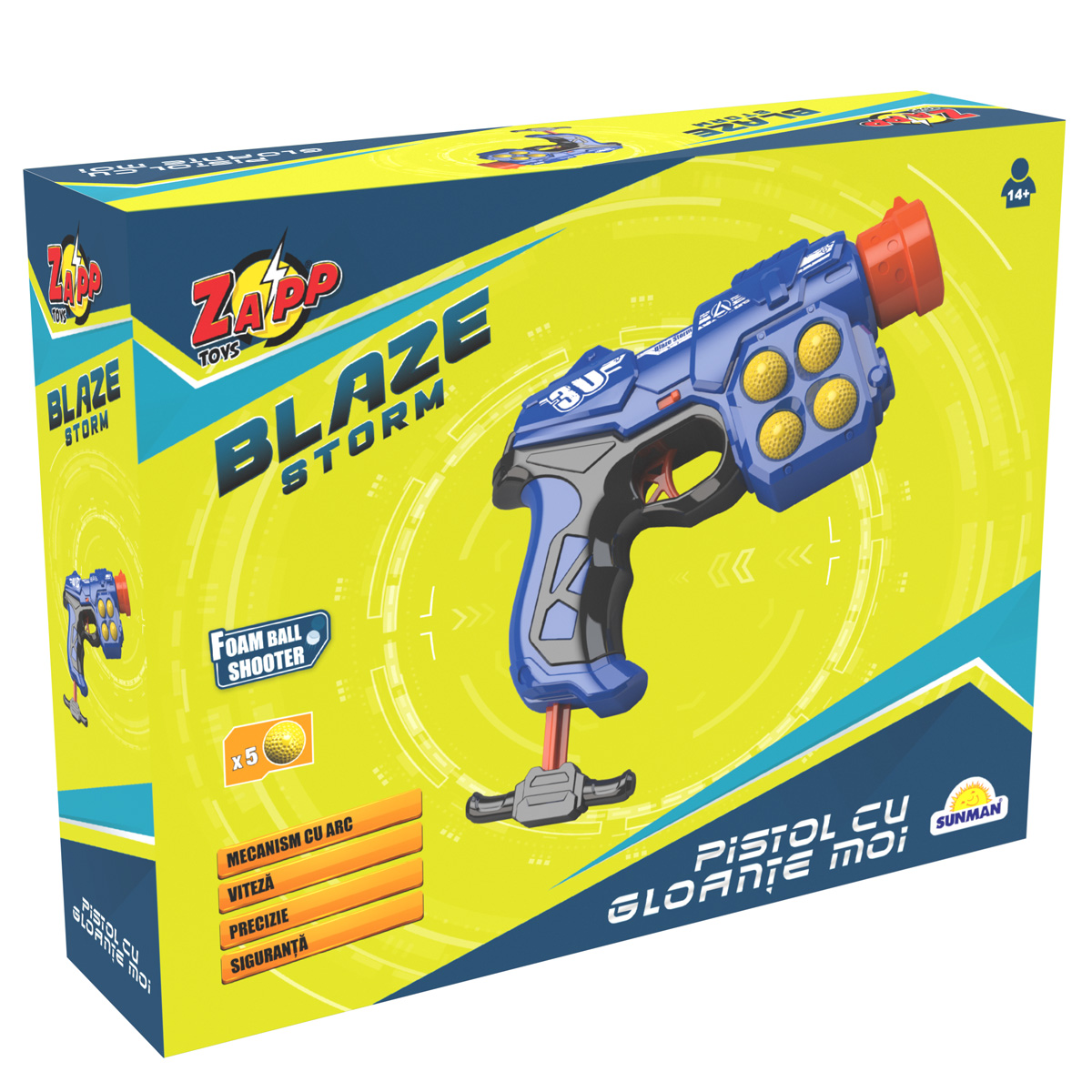 Pistol cu 5 bile din burete Blaze Storm, Zapp Toys -Storm imagine 2022 protejamcopilaria.ro